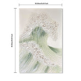 Ocean Wave Wall Art, Textured Canvas Painting With Accents (Set of 2) - Sage Green+Gold