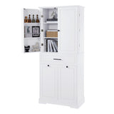 Freestanding Bathroom Storage Cabinet With Doors, Drawers, And Tilt Out Laundry Hamper - White