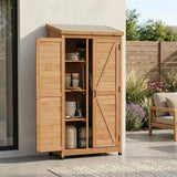 Outdoor Storage Shed With Top Tall Vertical Tool Cabinet - Gold