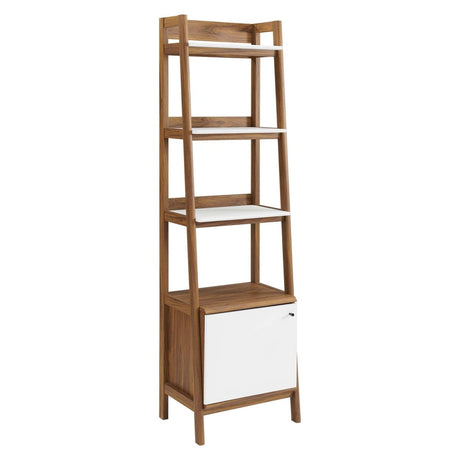 21" Slim Tiered Display Bookshelf with Concealed Storage in Walnut White - Bookcases available at Alpine Outlets in Denver