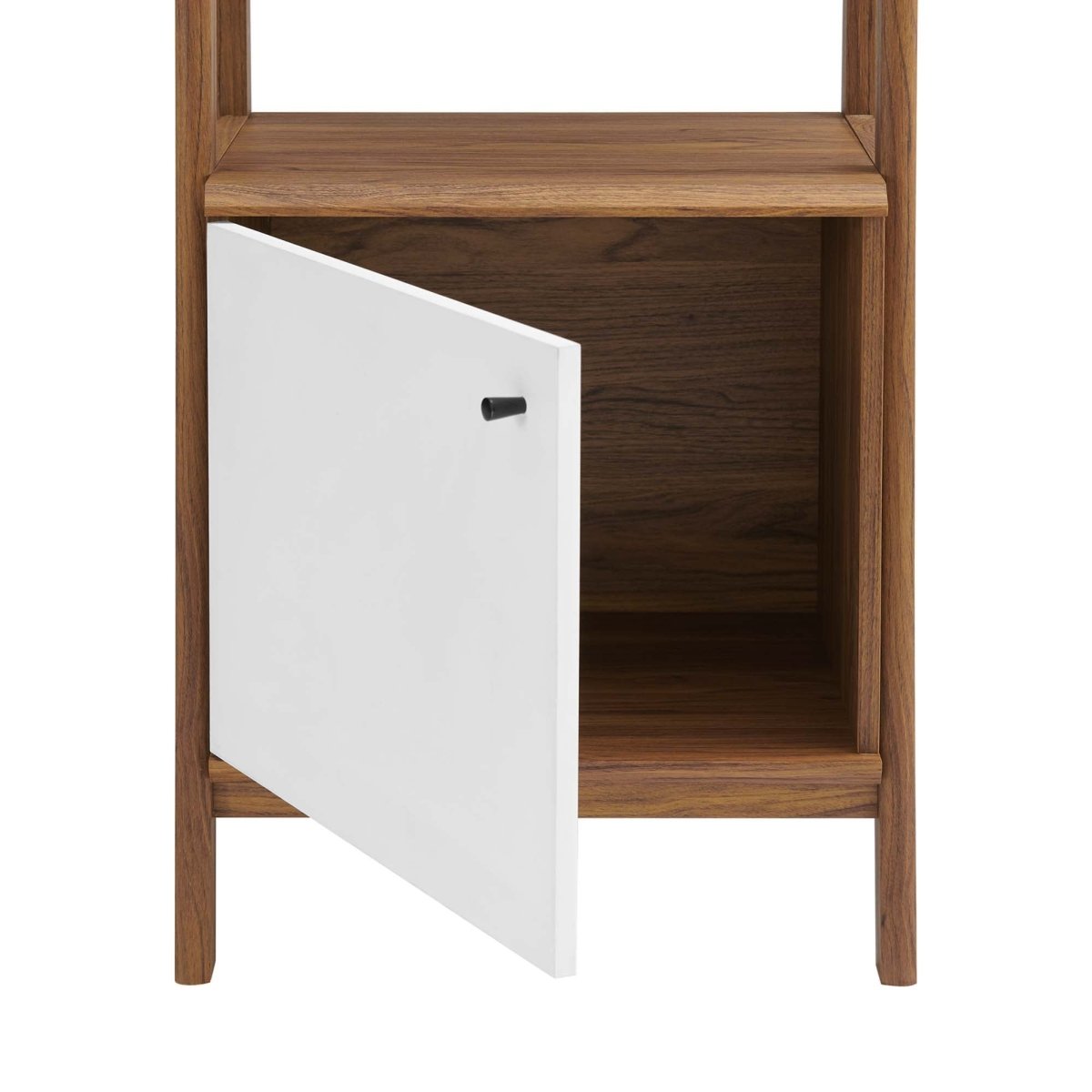 21" Slim Tiered Display Bookshelf with Concealed Storage in Walnut White - Bookcases available at Alpine Outlets in Denver