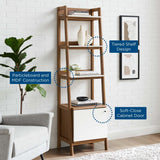 21" Slim Tiered Display Bookshelf with Concealed Storage in Walnut White - Bookcases available at Alpine Outlets in Denver