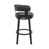 Lorin - 26" Counter Height Swivel Bar Stool - Black Finish And Faux Leather