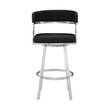 Dione - Swivel Faux Leather And Brushed Stainless Steel Bar Stool