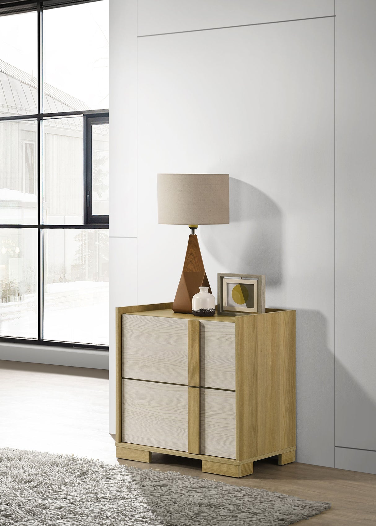 Hyland 2-Drawer Nightstand Bedside Table Natural