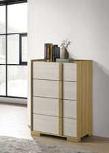Hyland 4-Drawer Chest - Natural Wood & White