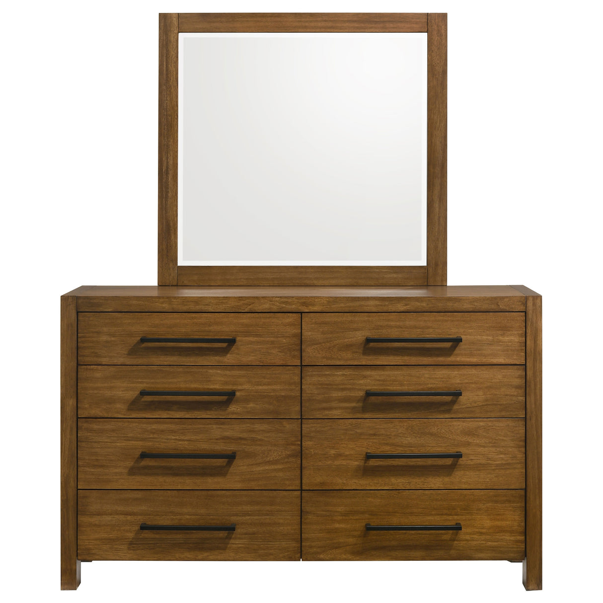 Adderley 8-Drawer Bedroom Dresser with Mirror - Warm Brown