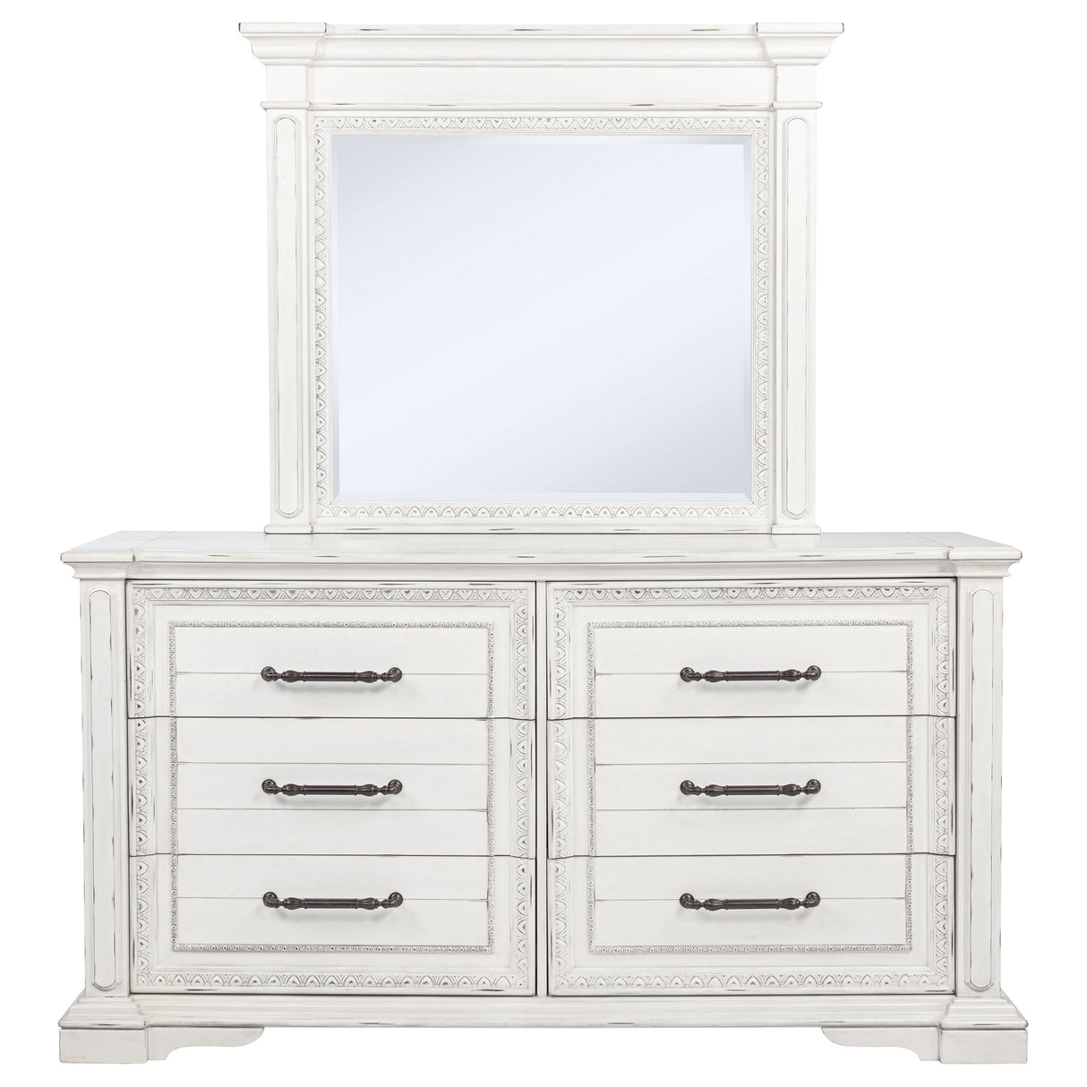 McKinney 6-Drawer Bedroom Dresser with Mirror Vintage White