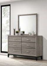 Watson 6-Drawer Dresser and Mirror, Light Taupe