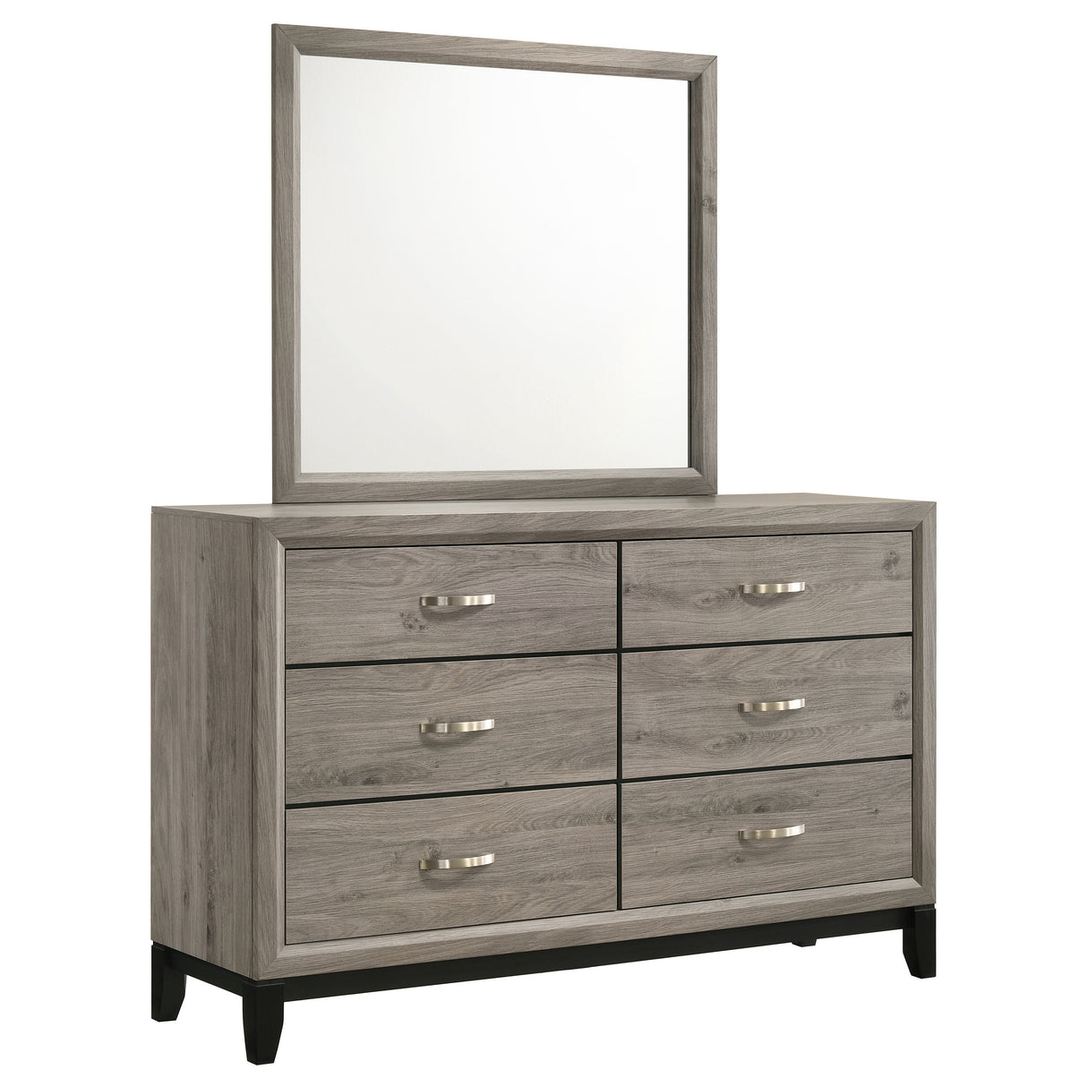 Watson 6-Drawer Dresser and Mirror, Light Taupe