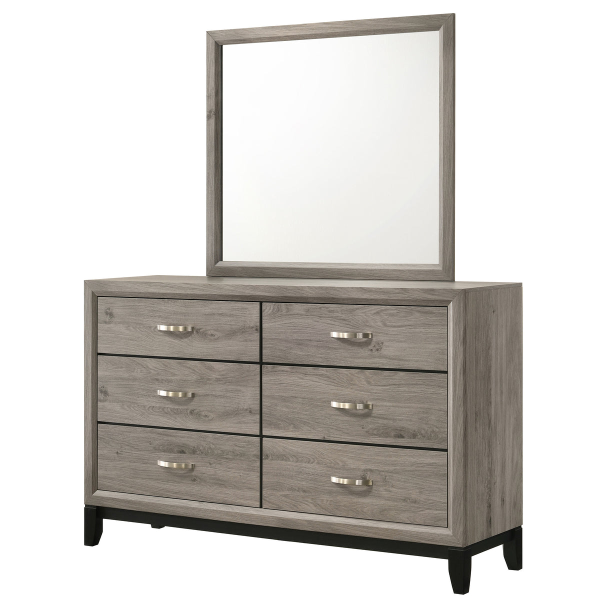 Watson 6-Drawer Dresser and Mirror, Light Taupe