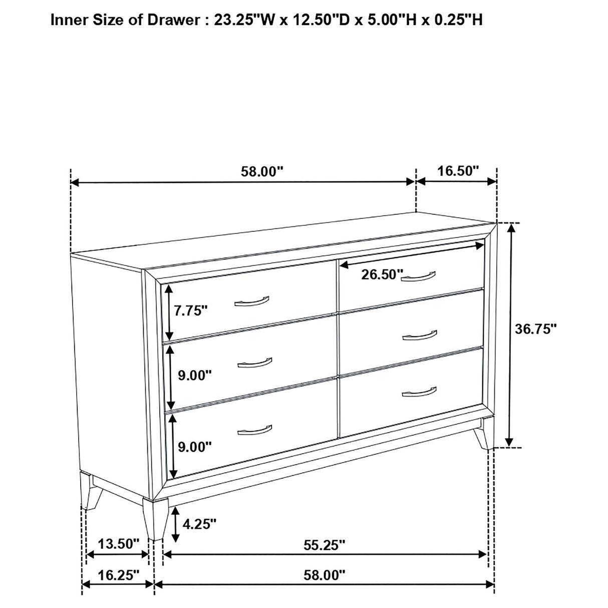 Watson 6-Drawer Bedroom Dresser Cabinet in Light Taupe