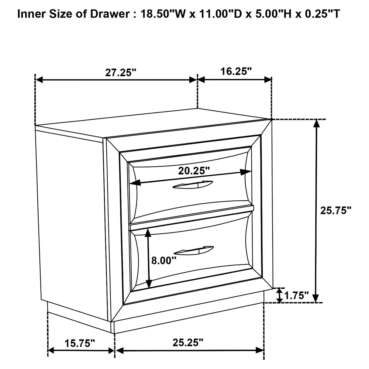 Atlas 2-Drawer Nightstand in Dark Oak