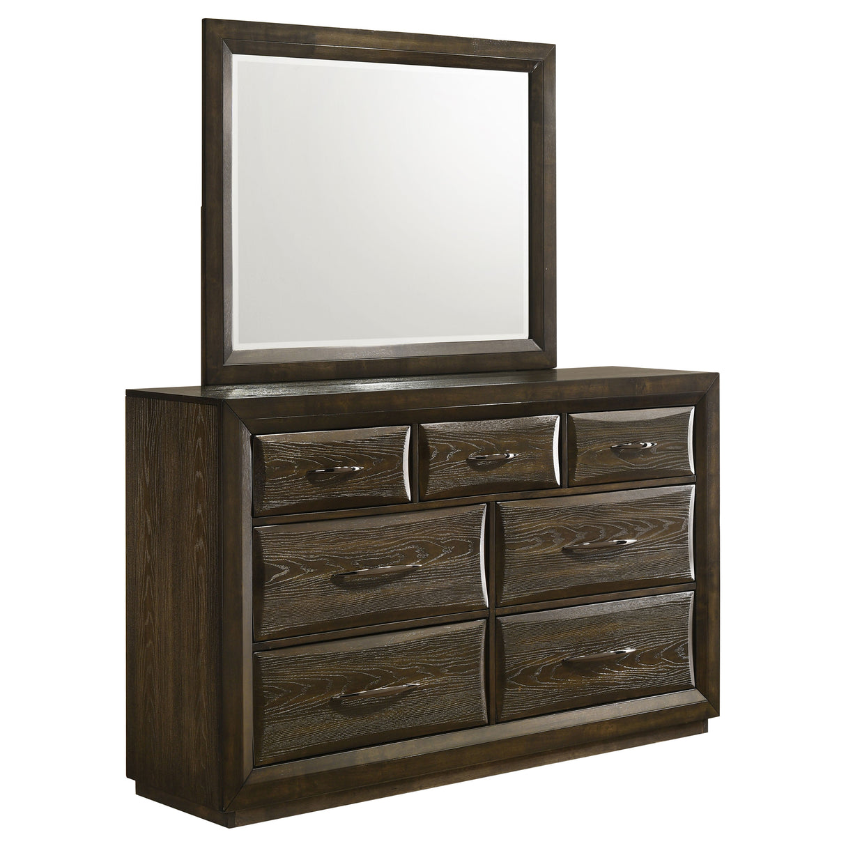 Atlas 7-Drawer Dresser and Mirror Set, Dark Oak