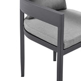 Menorca - Outdoor Patio 5-Piece Dining Table Set In Aluminum With Gray Cushions