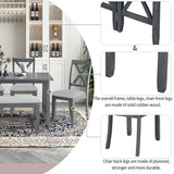 Foldable Dining Set For 6 With 4 Chairs And Bench, Space Saving Design - Gray