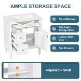 Modern Bathroom Vanity With Sink, Freestanding Cabinet With Flip Drawer & Adjustable Shelf