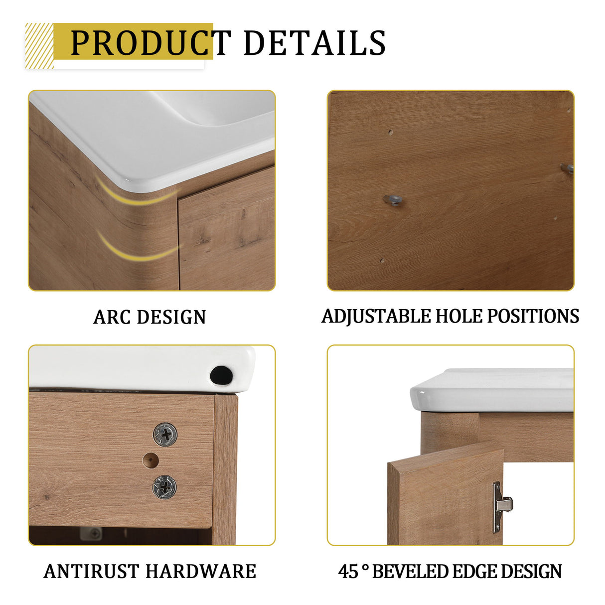 Freestanding Bathroom Vanity With Sink, 1 Small Storage Cabinet, Soft Close Door