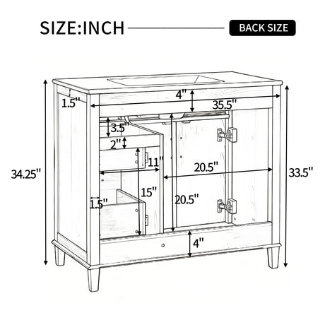 Bathroom Vanity With Sink, Soft Close Doors & Drawers - Wood