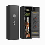 High Large Capacity Mechanical Gun Safe For Rifles & Handguns, Digital Password Lock, Built In Independent Lock Box, Adjustable Shelves - Black