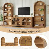 3 Piece TV Stand Set With Bookshelf With Arched Design For Living Room - Brown
