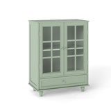 Minimalist Buffet Cabinet With Double Glass Doors And Drawer