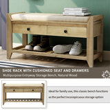 Shoe Rack With Cushioned Seat And Drawers Multipurpose Entryway Storage Bench Wash - Gray Wash