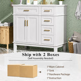 Modern Bathroom Vanity With Sink, Soft Close Doors, 4 Storage Drawers