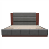 Modern Upholstered Platform Bed With Extended Headboard
