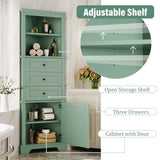 Tall Storage Cabinet With 3 Drawers And Adjustable Shelves For Bathroom