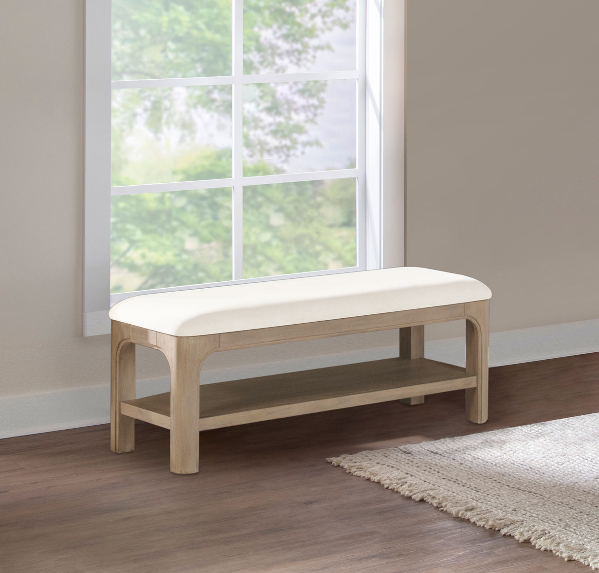 Solano 52-Inch Upholstered Bench - Weathered Mango