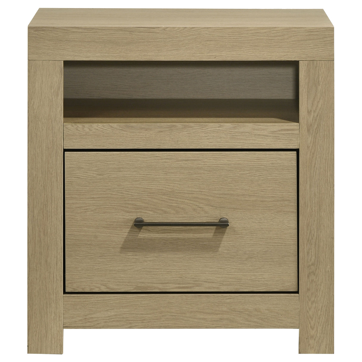 Hendricks Light Oak 1-Drawer Nightstand with Cubby