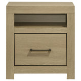 Hendricks 1-Drawer Nightstand with Cubby, Light Oak