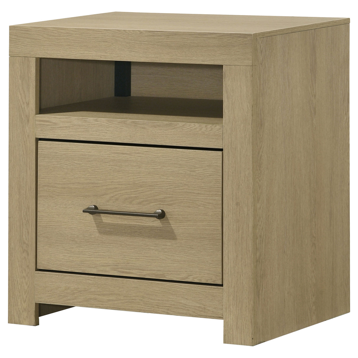 Hendricks Light Oak 1-Drawer Nightstand with Cubby