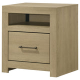 Hendricks 1-Drawer Nightstand with Cubby, Light Oak