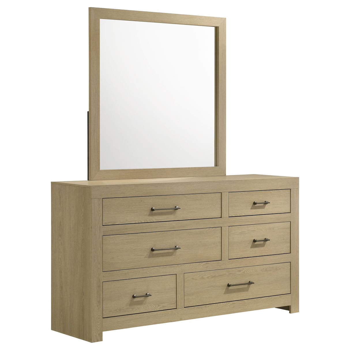 Hendricks 6-Drawer Dresser and Mirror in Light Oak
