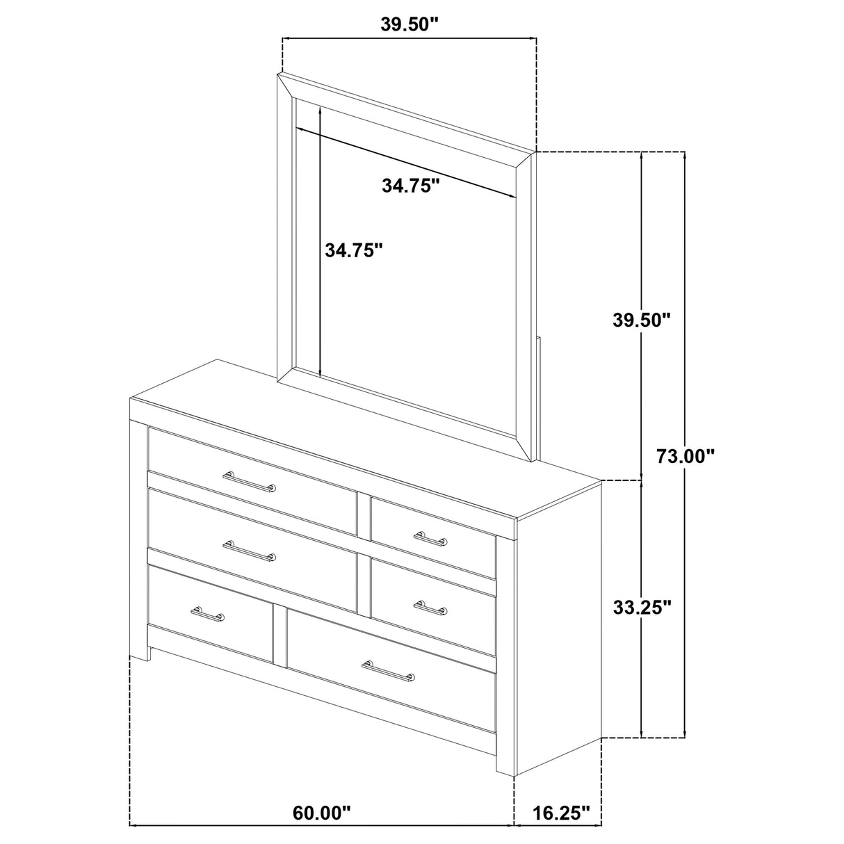 Hendricks 6-Drawer Dresser and Mirror in Light Oak