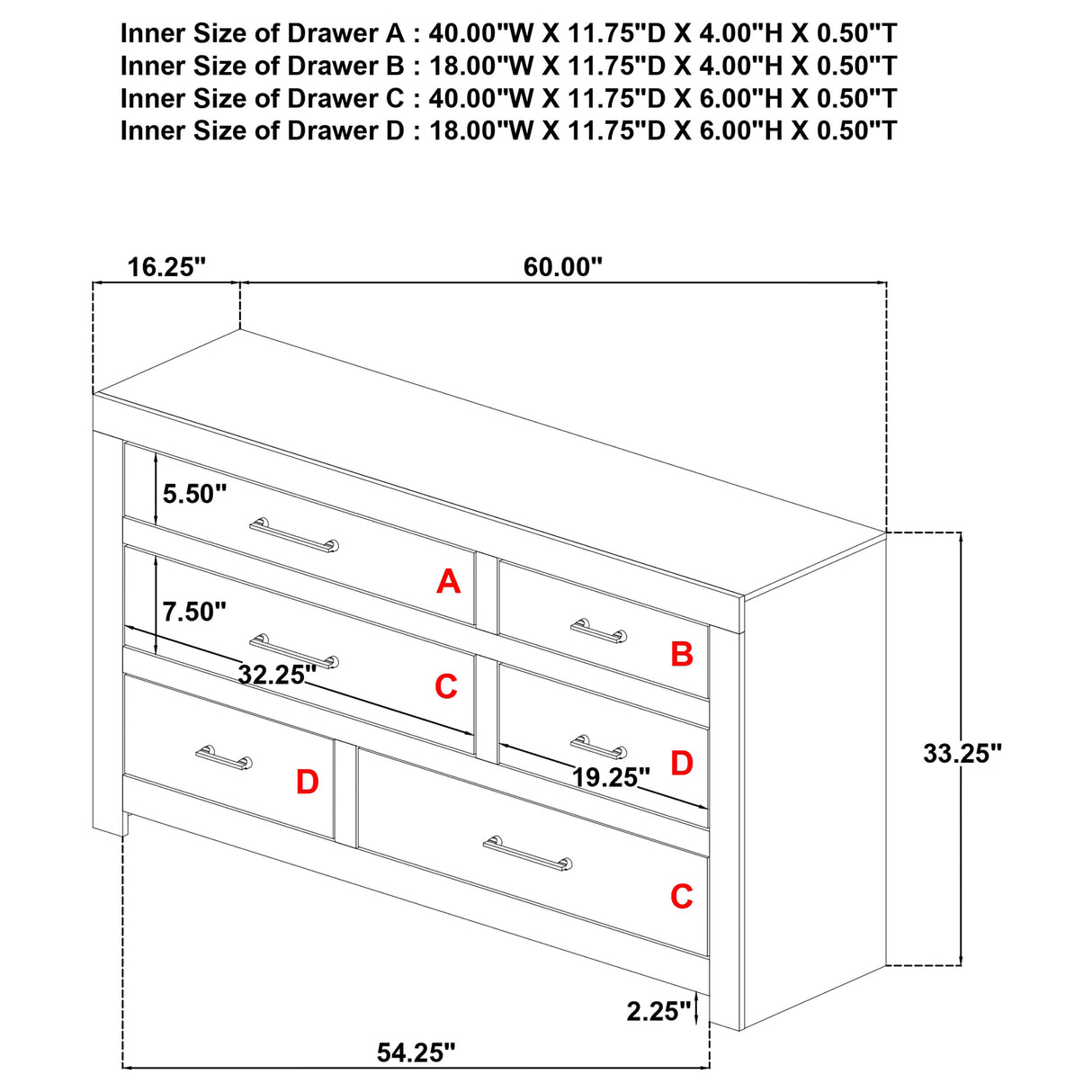 Hendricks 6-Drawer Light Oak Bedroom Dresser