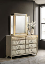 Lorient 8-Drawer LED Dresser with Mirror Ivory Camel