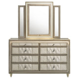 Lorient 8-Drawer LED Dresser with Mirror Ivory Camel