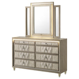Lorient 8-Drawer LED Dresser with Mirror Ivory Camel