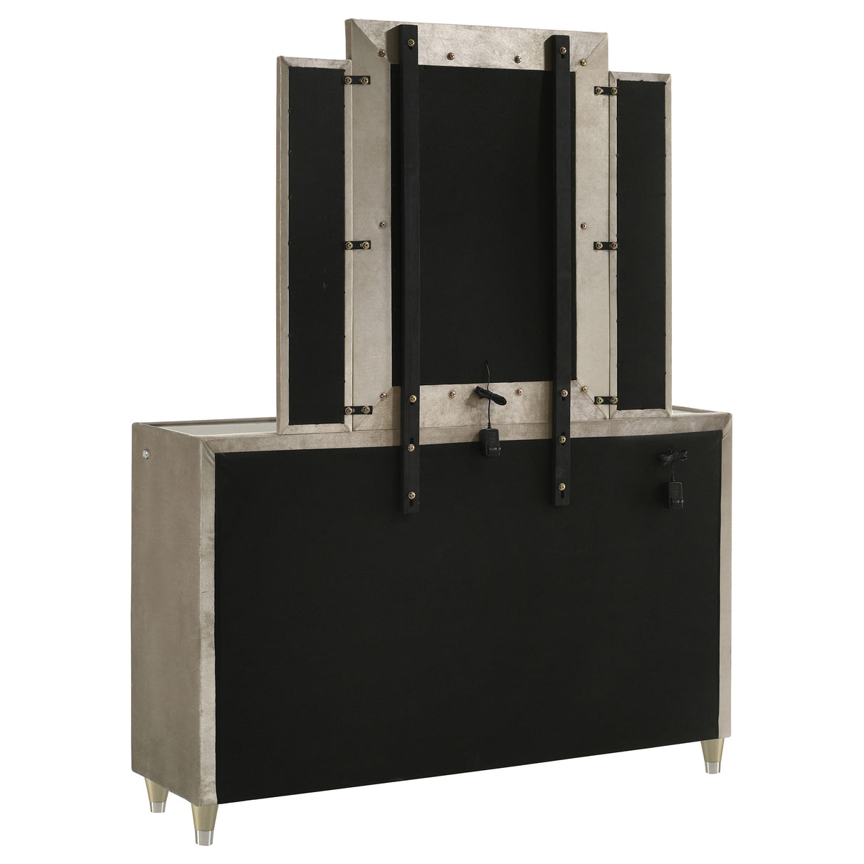 Lorient 8-Drawer LED Dresser with Mirror Ivory Camel