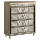 Lorient 5-Drawer LED Chest, Ivory and Camel Velvet