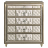 Lorient 5-Drawer LED Chest, Ivory and Camel Velvet