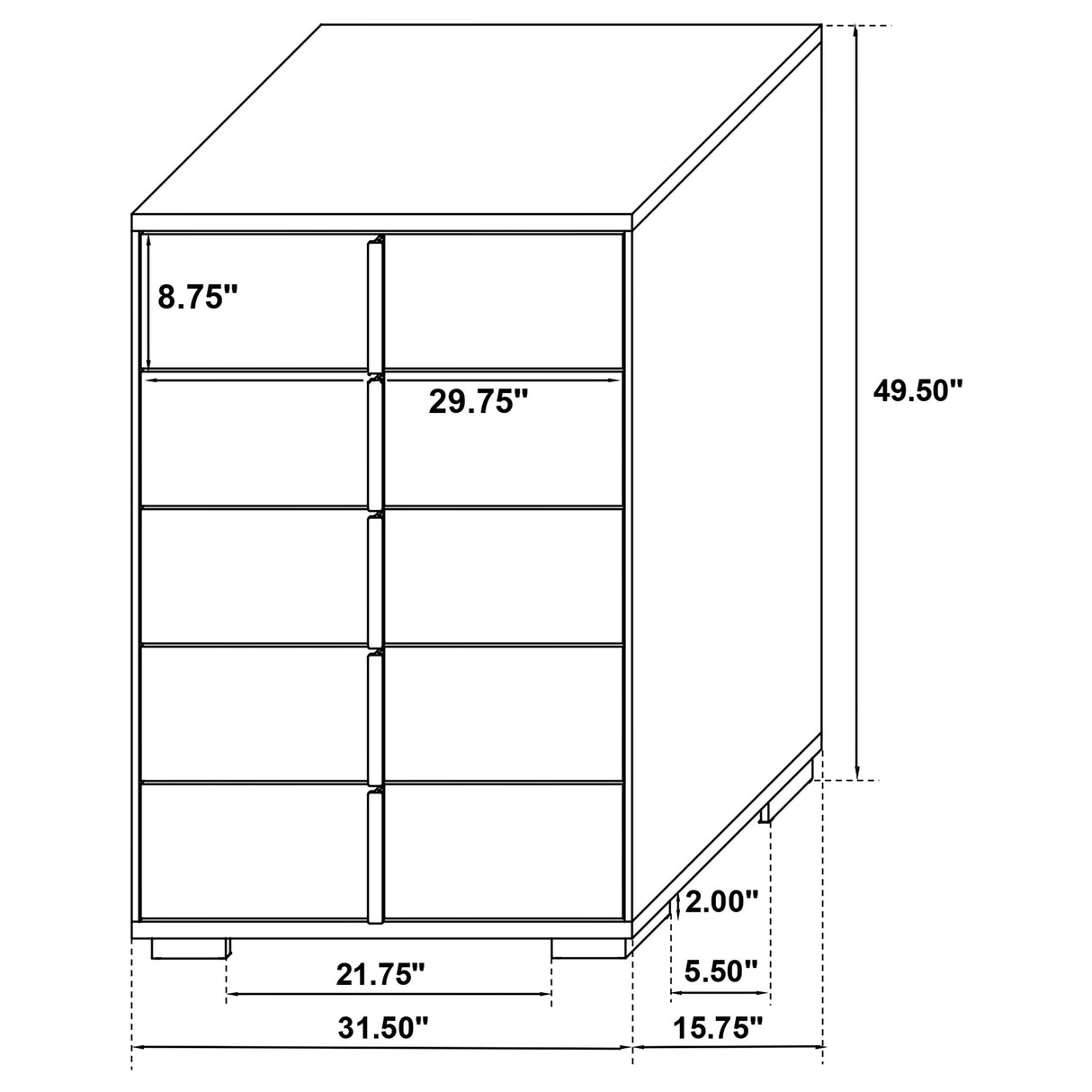 Marceline 5-Drawer Bedroom Chest, Black