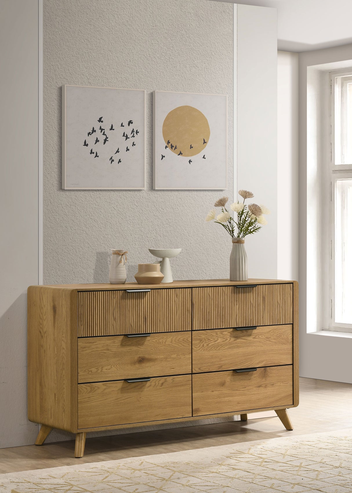 Bennett 6-Drawer Dresser Cabinet - Light Oak
