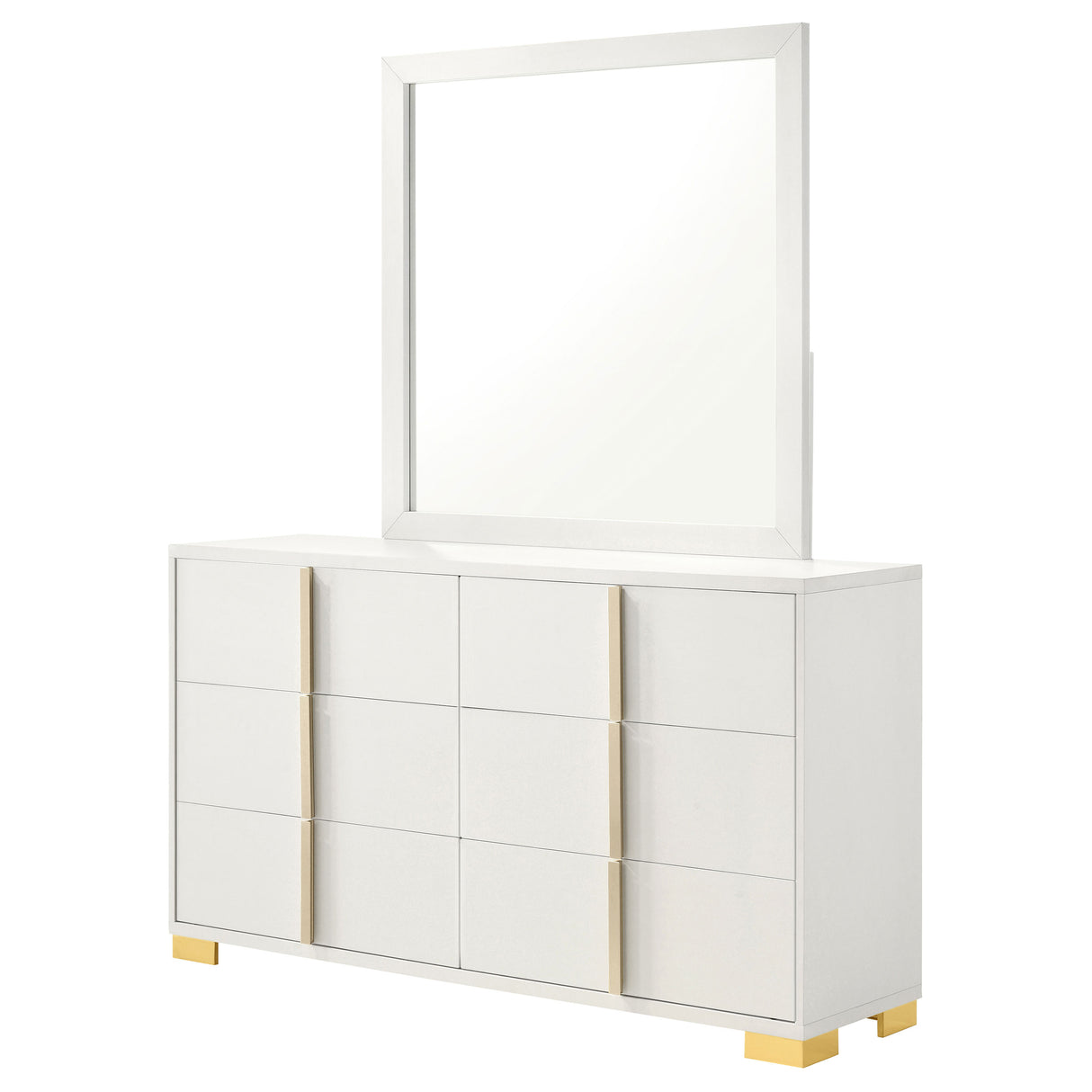 Marceline 6-Drawer Dresser with Mirror - White