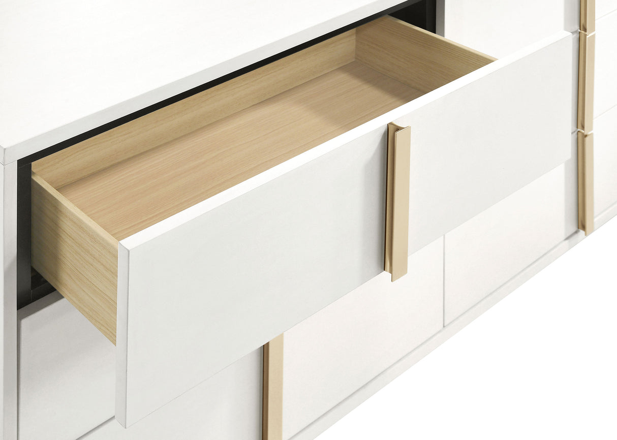Marceline 6-Drawer Dresser with Mirror - White