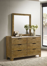 Henderson 6-Drawer Dresser with Mirror, Medium Oak