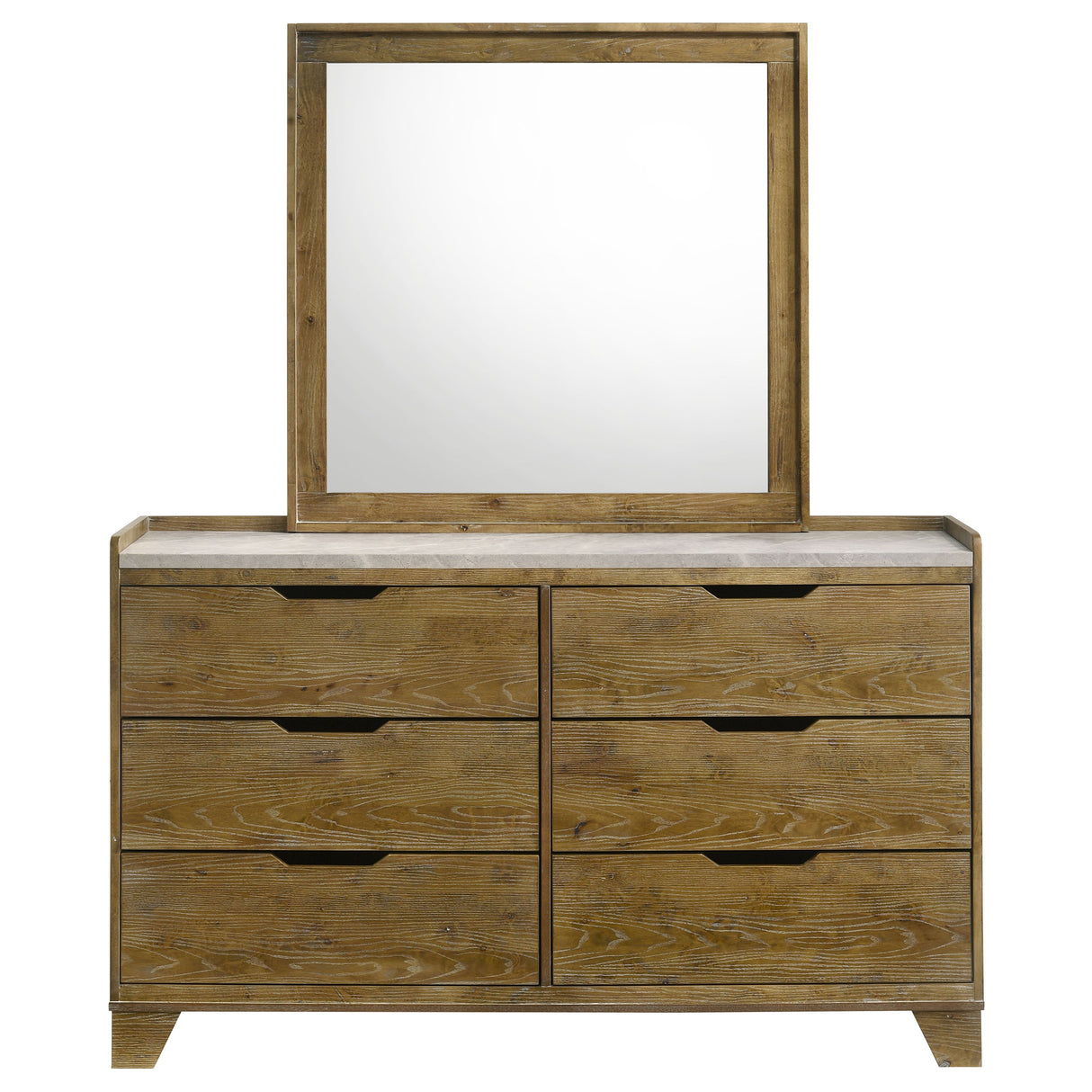 Henderson 6-Drawer Dresser with Mirror, Medium Oak